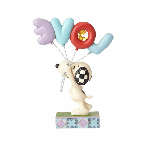 Snoopy with LOVE Balloon, Snoopy figur, Radiserne Figur, Nuser figur, Valentins Dag figur, Kærlighedsfigur, Love figur, Jim Shore Figur, Peanuts figur, udstillingsfigur, Peanuts Karakterer, Radiserne karakterer