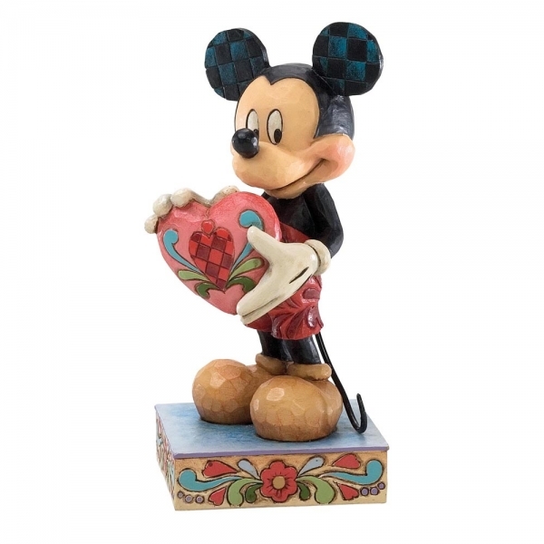 Mickey Mouse med Hjerte, Mickey Mouse figur, Disney Figur, Disney Figurer, Jim Shore Figur, Disney Traditions Figur, Valentins Figur, Valentins Dag Figur, Valentins Dag Gave, Disney Gaveide, Figur med hjerte