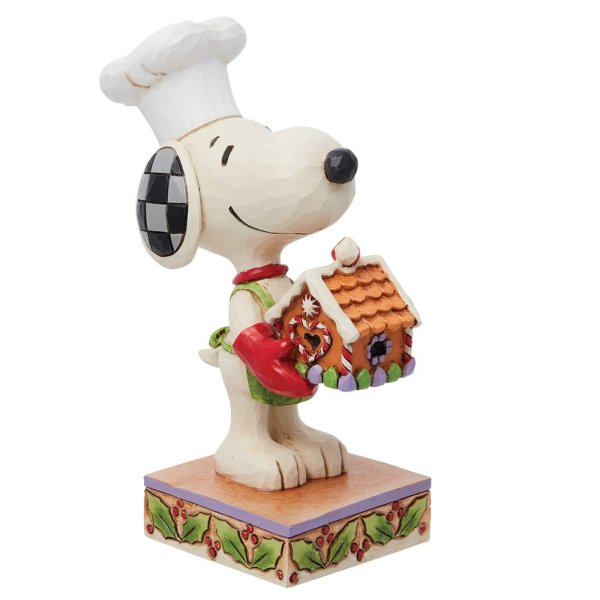 Snoopy Holding Gingerbread House, Snoopy figur, Nuser figur, julefigur, dyrefigur, hundefigur, Radiserne figur, Peanuts figur